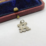 Sterling Silver Ornate K Initial Charm Pendant Vintage c1970