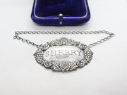 Sterling Silver Shell & Vine Pattern Sherry Decanter Label 1991 Birmingham
