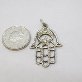 Sterling Silver Hamsa Hand Charm Pendant Vintage c1970