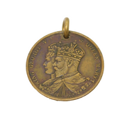 King George V & Queen Mary Coronation Medal Charm Antique 1911