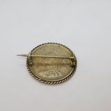 Victorian Sterling Silver Schilling Coin Brooch Antique 1888
