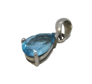 Sterling Silver Pear Cut Topaz Drop Charm Pendant Vintage c1970