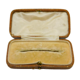 Edwardian Brown Tooled Leather Jewellery Brooch Box Antique c1910s