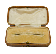 Edwardian Brown Tooled Leather Jewellery Brooch Box Antique c1910s