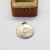 Sterling Silver Ancient Greek Style Coin Charm Pendant Vintage c1970