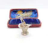 Sterling Silver Basket Charm Pendant Vintage c1970