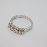 Sterling Silver Triple Spinel Half Eternity Ring Vintage c1970 Size P 1/2
