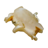 Victorian Silver Mounted Carved Mother of Pearl Pig Charm Pendant Antique