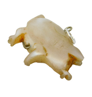 Victorian Silver Mounted Carved Mother of Pearl Pig Charm Pendant Antique