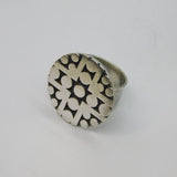 Sterling Silver Chunky Circles Pattern Studio Band Ring Vintage 1969 Size O 1/2