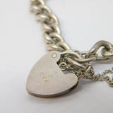 Sterling Silver Curb Link Charm Bracelet Heart Lock Clasp Vintage 1978 London