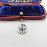 Sterling Silver and Enamel Dortmund Travel Shield Charm Pendant Vintage c1970
