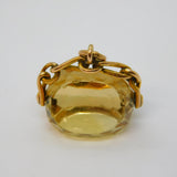 Edwardian 9ct Yellow Gold Mounted Citrine Spinner Fob Pendant Antique