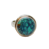 Sterling Silver Round Turquoise Studio Style Chunky Ring Vintage c1990 Size Q