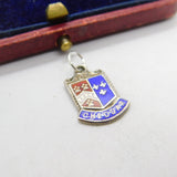 Sterling Silver & Enamel Cheddar Shield Charm Pendant Vintage c1970