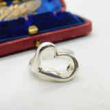 Sterling Silver Figurative Heart Outline Love Ring Vintage c1980
