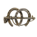 Victorian Sterling Silver Horseshoe & Riding Crop Brooch Antique c1880s