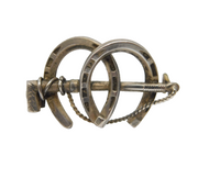 Victorian Sterling Silver Horseshoe & Riding Crop Brooch Antique c1880s