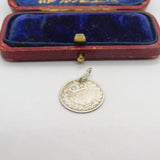Sterling Silver Threepence Charm Pendant Turn of the Century 1900