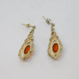 Pair of Sterling Silver Baltic Amber Long Drop Earrings Vintage c1970