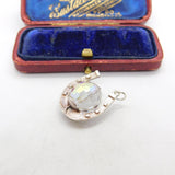 Sterling Silver Good Luck Horseshoe Crystal Ball Charm Pendant Vintage c1970