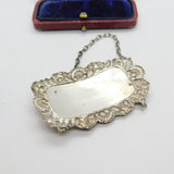 Sterling Silver Ornate Edged Sherry Decanter Label Vintage 1968 London