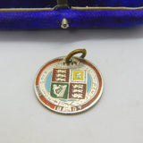 Victorian Sterling Silver & Enamel Shilling Coin Fob Pendant Antique 1887