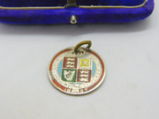 Victorian Sterling Silver & Enamel Shilling Coin Fob Pendant Antique 1887