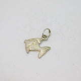 Sterling Silver Patterned Fish Charm Pendant Vintage c1970