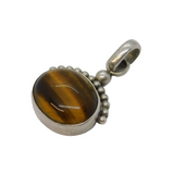 Sterling Silver, Tiger's Eye Drop Pendant Fob Vintage c1970s