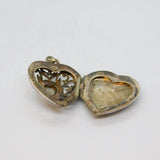 Sterling Silver Cutwork Puffy Heart With Shell Locket Pendant Modern c1990s