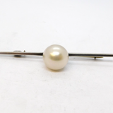 Sterling Silver Large Simulated Pearl Bar Brooch Antique c1920 Art Deco