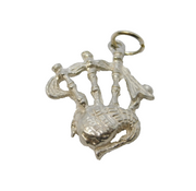 Sterling Silver Scottish Bagpipes Charm Pendant Vintage c1970