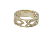 Sterling Silver Ichthys Pattern Identity Band Ring Vintage c1970 Size Q