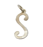 Sterling Silver 'S' Initial Charm Pendant Vintage c1970s