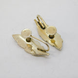 Scandinavian 830 Grade Silver White Enamel Leaf Form Screw-Back Earrings
