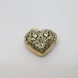 Sterling Silver Patterned Cutwork Puffy Heart Locket Charm Pendant Vintage c1970