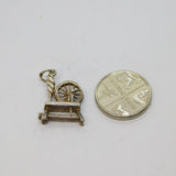 Sterling Silver Wool Spinning Wheel Charm Pendant Vintage c1970