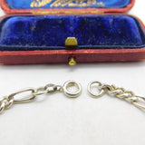Sterling Silver Essential Figaro Link Chain Bracelet Vintage c1970 8" Length