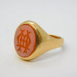 9ct Yellow Gold & Carved Sardonyx Monogram 'MH' Intaglio Signet Ring