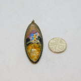 Sterling Silver Morpho Butterfly Lady Portrait Long Drop Pendant Antique c1930