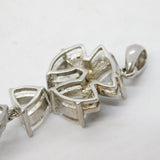 Sterling Silver Paste Set Floral Drop Charm Pendant Vintage c1970s