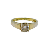Sterling Silver Gilt CZ Solitaire Engagement Band Ring Modern c2000 Size N 1/2