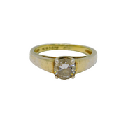 Sterling Silver Gilt CZ Solitaire Engagement Band Ring Modern c2000 Size N 1/2