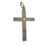 Sterling Silver Lined Pattern Cross Charm Pendant Vintage c1970