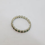 Sterling Silver Green Crystal Tennis Stacking Band Ring Modern c2010 Size O 1/2