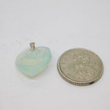 Sterling Silver Opal Effect Faceted Glass Heart Pendant Vintage c1970
