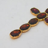 Georgian 10ct Rose Gold & Foil-Back Garnet Cross Pendant Antique c1820s
