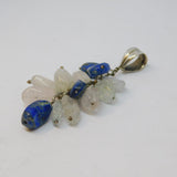 Sterling Silver Rose Quartz & Lapiz Lazuli Cluster Charm Pendant Vintage c1970