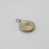 Sterling Silver Patterned Mirror Compact Charm Pendant Vintage c1970s
